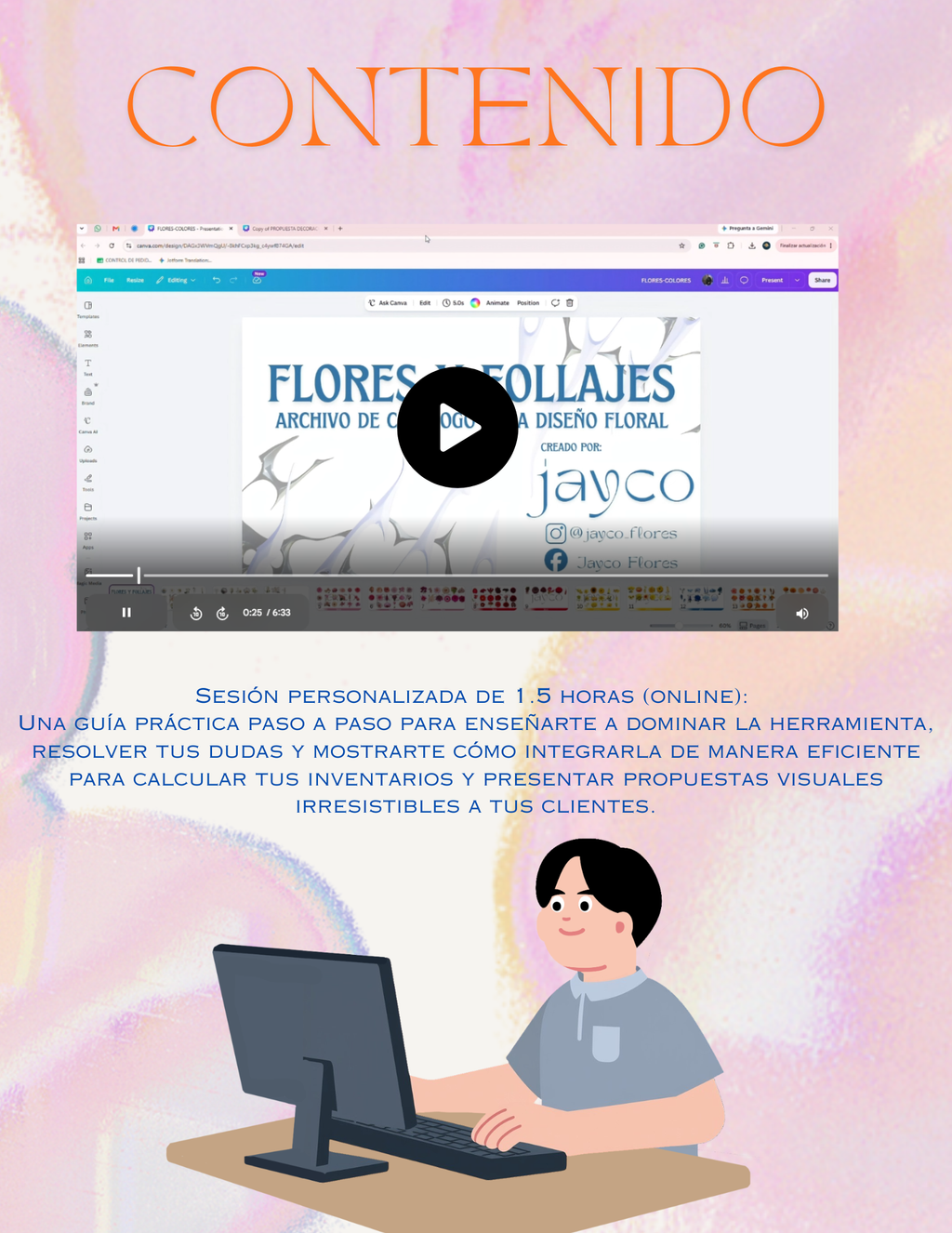 Curso Personalizado de Canva en Floristería +Plantilla de Canva de Flores y Follajes+Video demostrativo